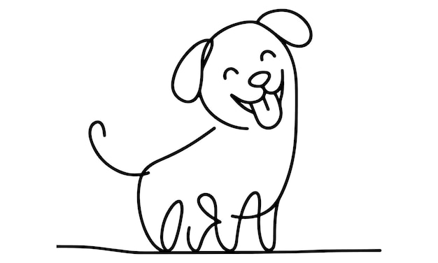 Un cachorro feliz Un dibujo sencillo de un perro sonriente