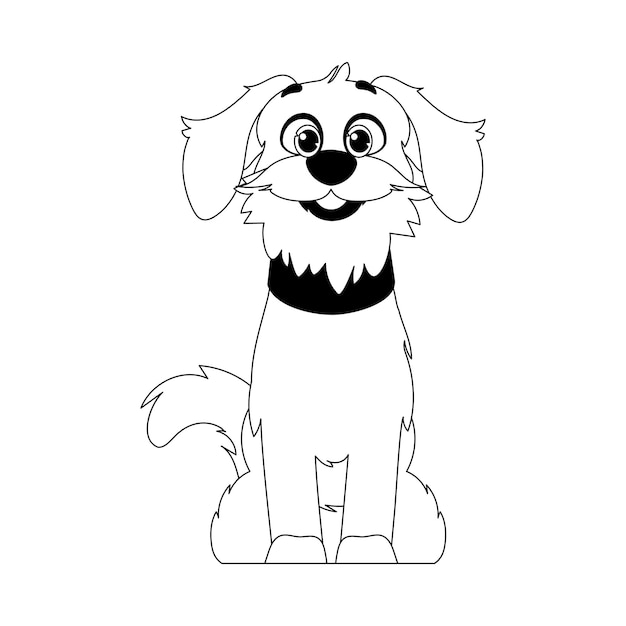 Cachorro hábilmente en forma energizada apretando para libros para colorear para niños Estilo de dibujos animados Ilustración vectorial