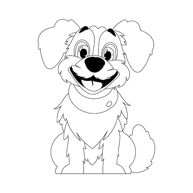 Cachorro hábilmente en forma energizada pulverizando para libros para colorear para niños Estilo de dibujos animados Ilustración vectorial