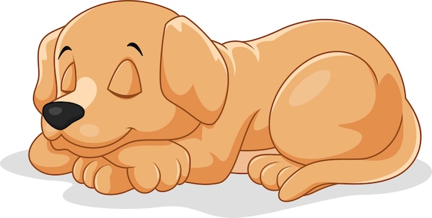 Cachorro de perro de dibujos animados lindo dormir sobre fondo blanco