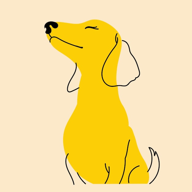 Cachorro de perro de fantasía amarillo plantillas de logotipo de cartel de insignia de avatar imprimir ilustración vectorial en plano