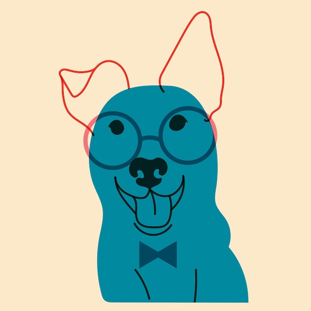 Cachorro de perro en gafas Plantillas de logotipo de cartel de insignia de Avatar imprimir ilustración vectorial