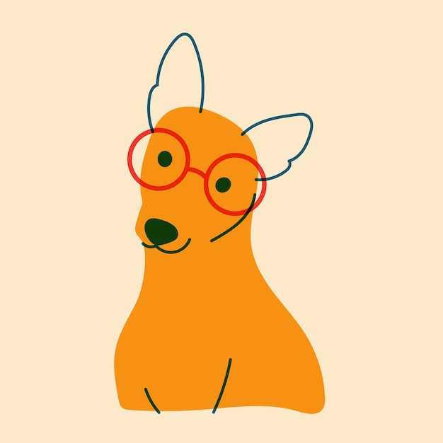 Cachorro de perro en gafas Plantillas de logotipo de cartel de insignia de Avatar imprimir ilustración vectorial