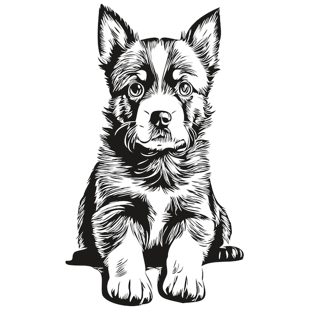 Vector cachorro retrato gráfico incompleto de un cachorro sobre un fondo blanco cachorros