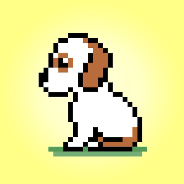 Cachorro sentado de píxeles de 8 bits Animales para juegos de activos en ilustraciones vectoriales Patrón de punto de cruz