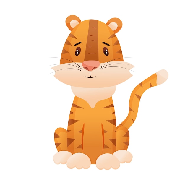 Cachorro de tigre de dibujos animados lindo. El símbolo del año 2022. Cachorro de tigre de dibujos animados de ilustración vectorial. El símbolo del año 2022. Ilustración vectorial
