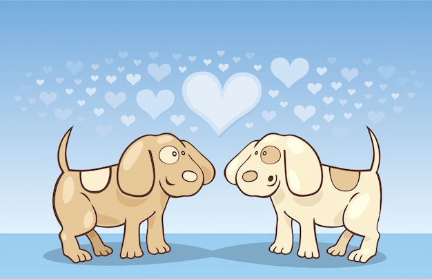 Vector cachorros enamorados