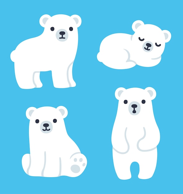 Vector cachorros de oso polar de dibujos animados lindo