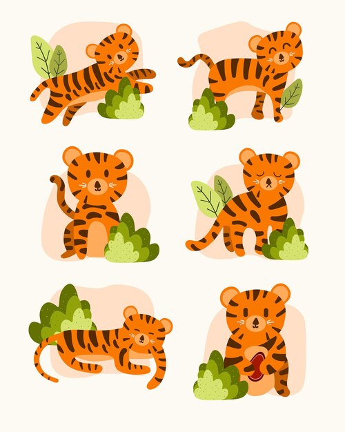 Los cachorros de tigre juguetones en el entorno de la jungla