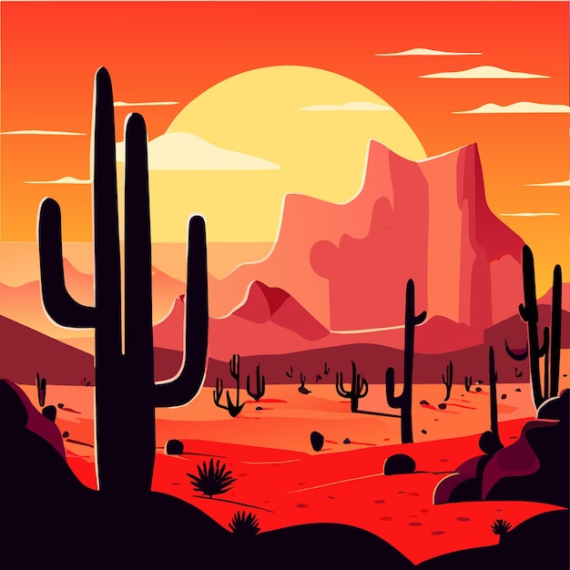 Vector cactus del desierto dibujado a mano plano elegante mascota personaje de dibujos animados dibujo pegatina icono concepto aislado