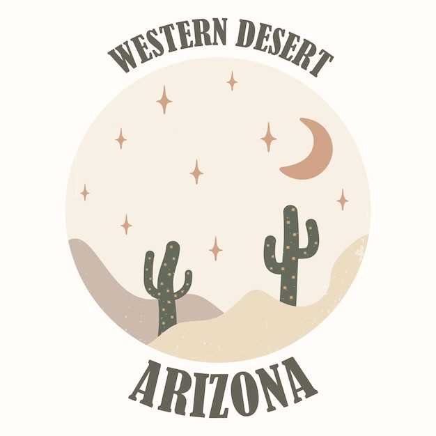 Cactus en el desierto vector diseño redondo logo