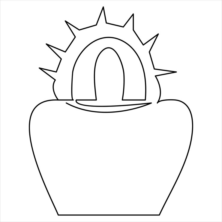Vector cactus dibujo de arte de línea única ilustración continua dibujada a mano planta de casa en un garabatos de olla