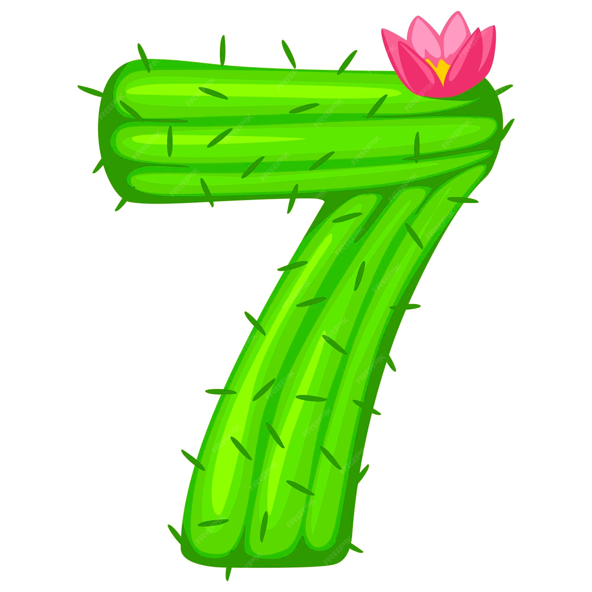 Cactus de dibujos animados número 7 con fuente de flores números para niños figura siete | Vector Premium Cactus de dibujos animados número 7 con fuente de flores números para niños figura siete | Vector Premium