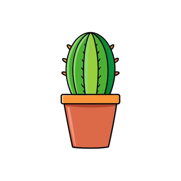 Cactus de dibujos animados en una olla