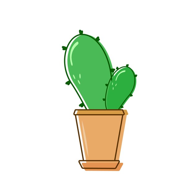 Cactus espinoso verde con ramas en un vector de olla