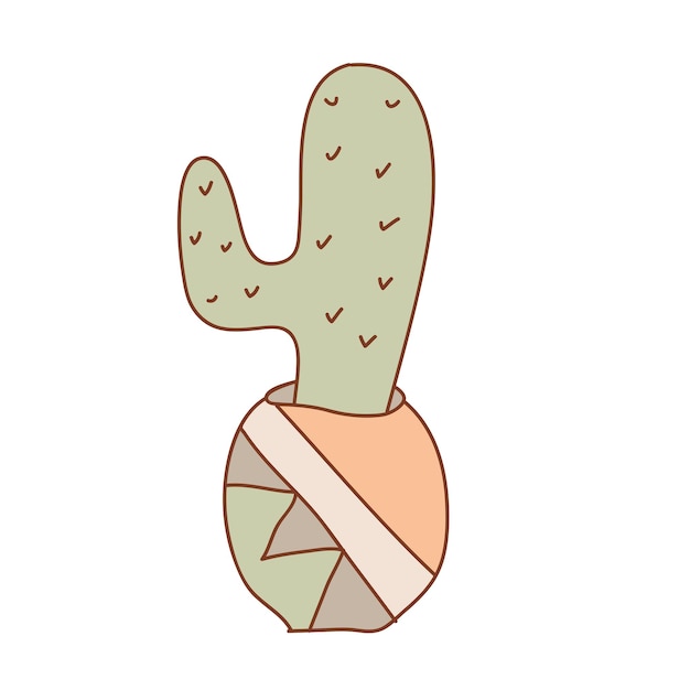 Cactus en el florero aislado sobre fondo blanco. ilustración vectorial