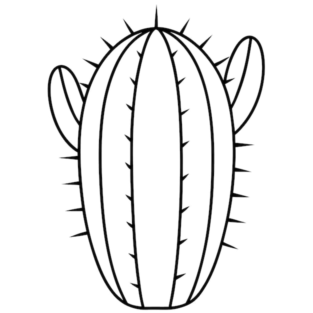 un cactus con un fondo blanco que tiene un contorno negro