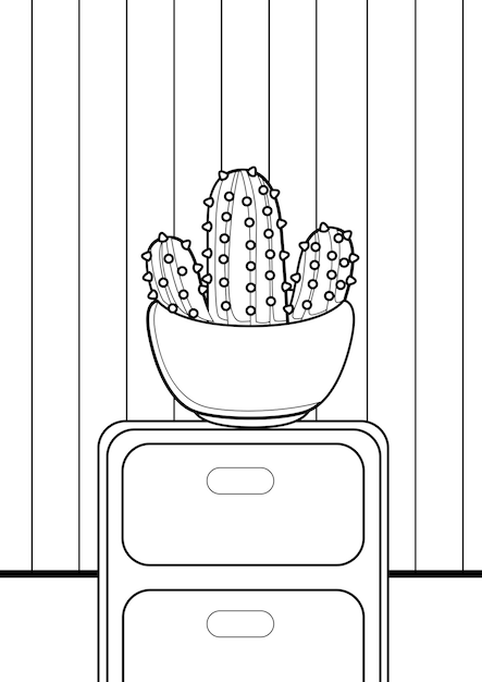 Cactus home plants indoor coloring pages a4 para niños y adultos