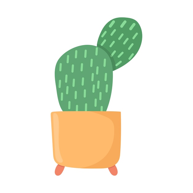 Cactus en la ilustración de vector de dibujos animados de olla colorida