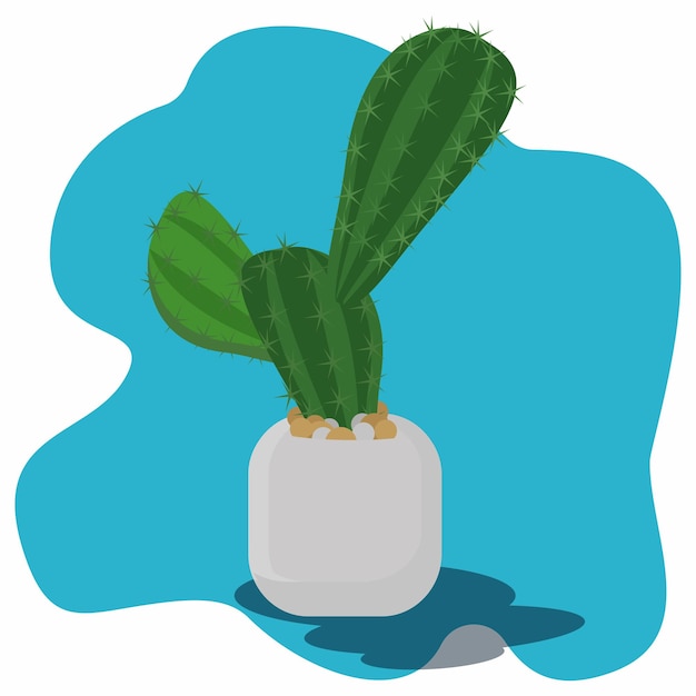 Cactus en una ilustración de vector de maceta Concepto de plantas decorativas