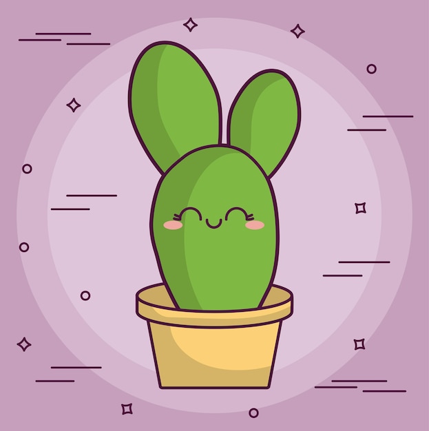 cactus kawaii en un icono de olla