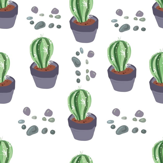 cactus lindo patrón transparente dibujado a mano