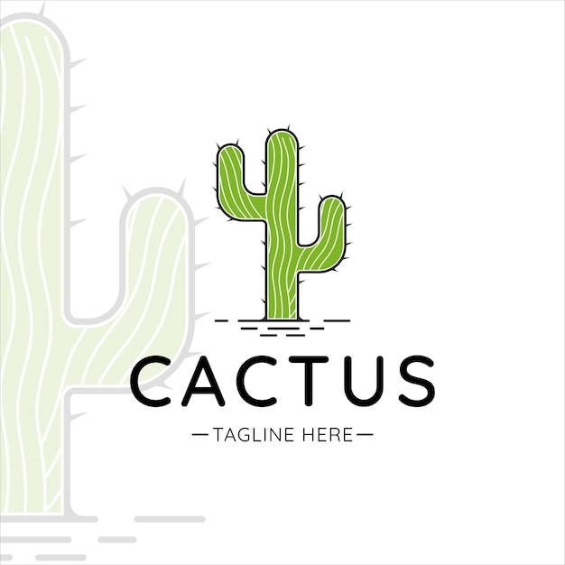 Cactus logo vintage vector ilustración plantilla icono diseño gráfico