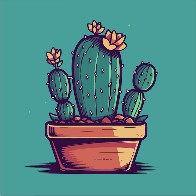 Un cactus en una maceta con flores.