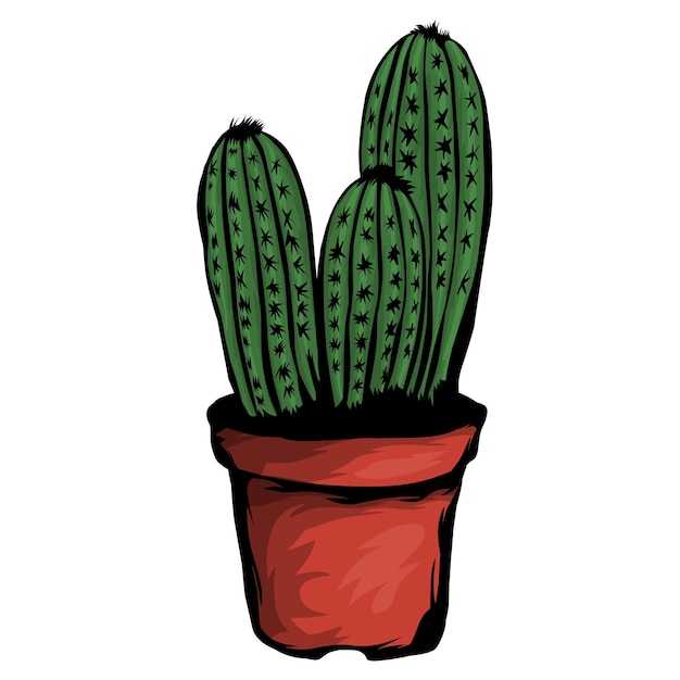 Cactus en maceta vector Fondo blanco