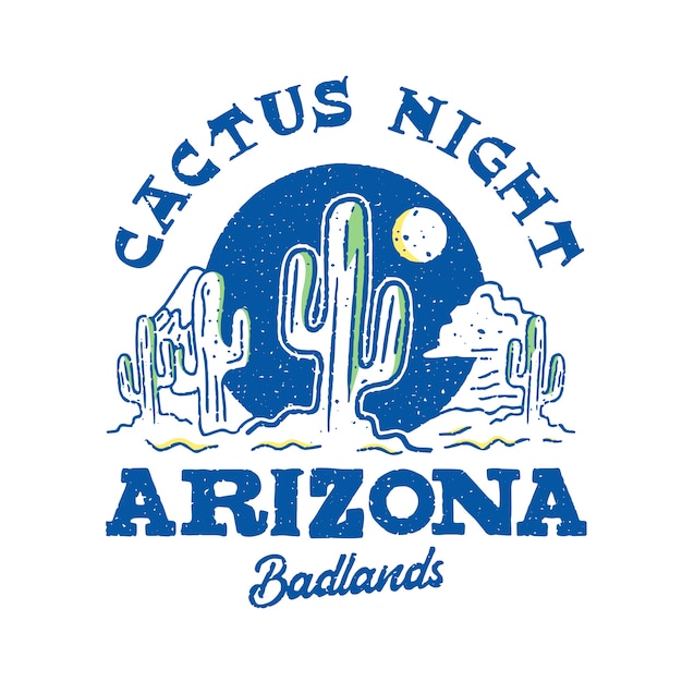 Cactus night arizona diseño de logotipo colorido