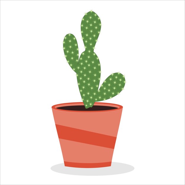 Cactus en una olla de flores sobre un fondo blanco Ilustración vectorial