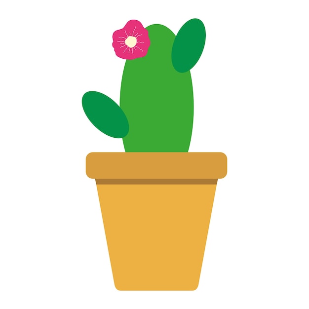 Cactus en una olla icono botánico de estilo plano diseño simple arte vectorial