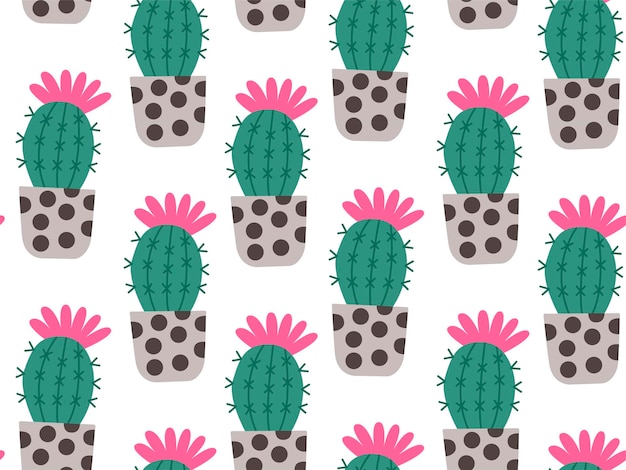 Cactus patrón sin costuras México cactus flor y plantas domésticas tropicales o cactus de jardín de clima de verano de Arizona