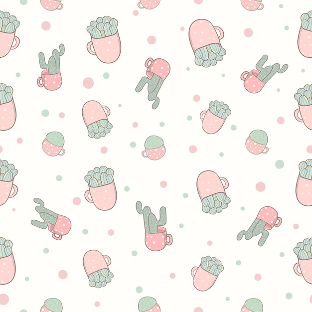 Cactus de patrones sin fisuras color pastel doodle