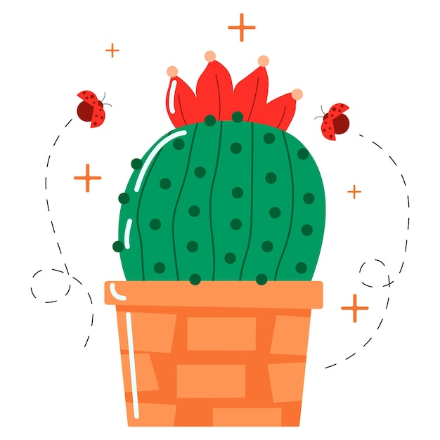 Vector cactus con pegatinas de flores