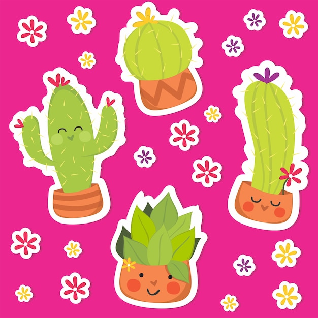 Vector cactus pegatinas