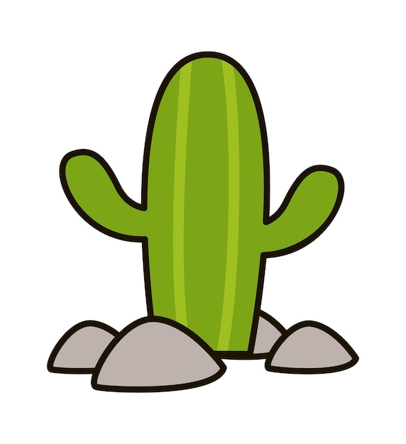 Cactus con piedras ilustración vectorial