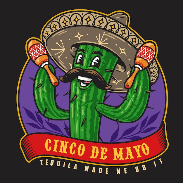 Cactus en sombrero sacudiendo las maracas