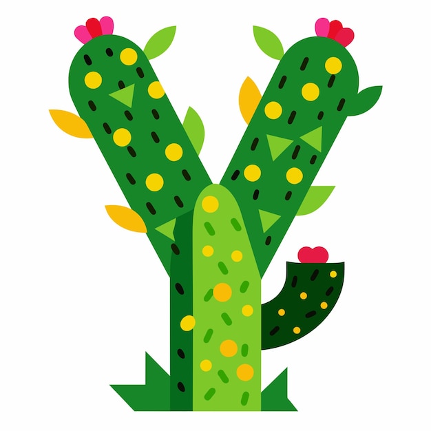 cactus Vector de la letra Y del alfabeto en un fondo blanco aislado