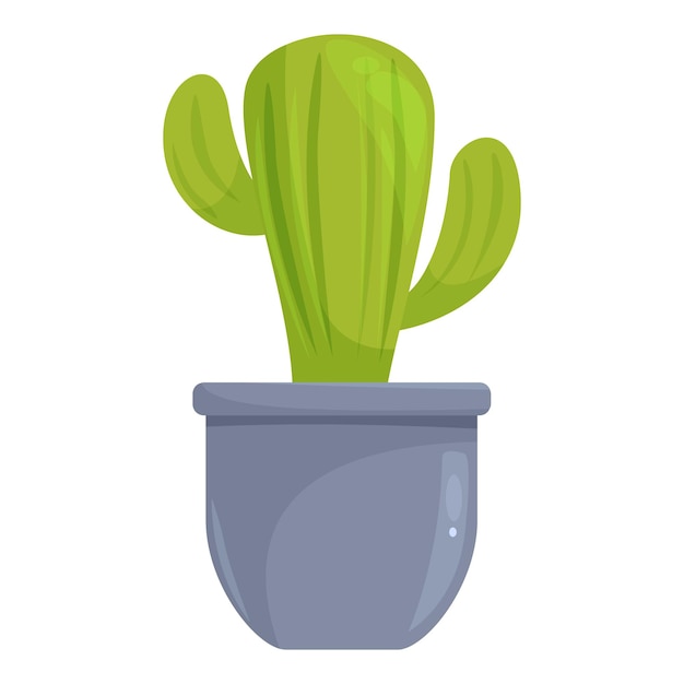 Cactus verde creciendo en una olla gris
