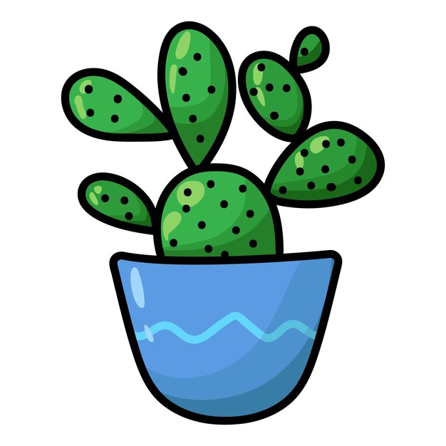 Un cactus verde en una olla azul.