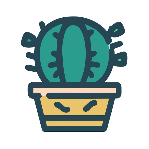 cactusvgclipart vector cactus en el icono de la línea rota de la olla