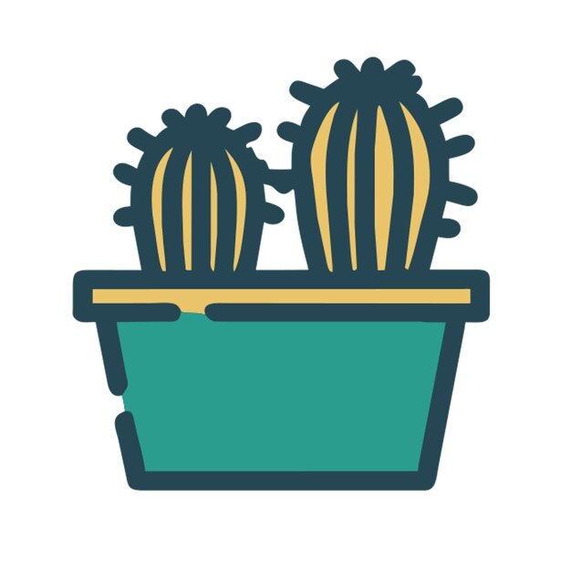 cactusvgclipart vector cactus en el icono de la línea rota de la olla