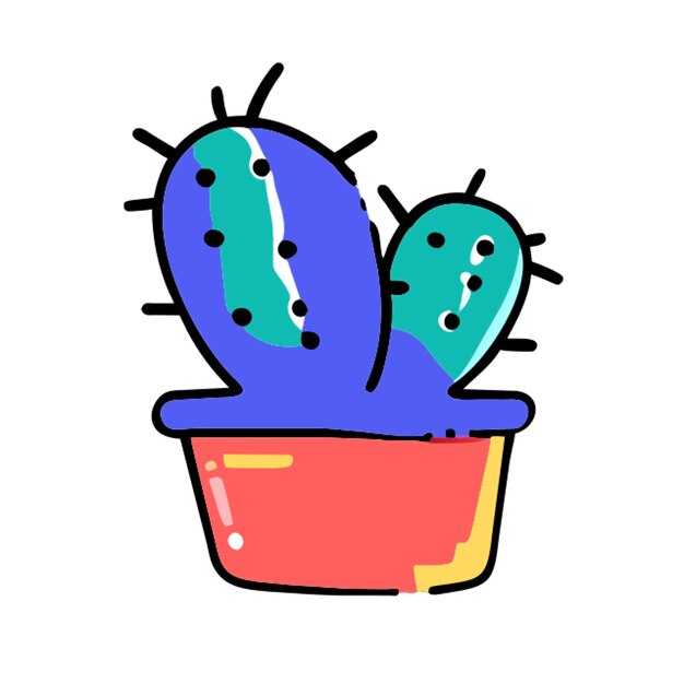 cactusvgclipart vector cactus en poto offset relleno icono garabateo de relleno offset