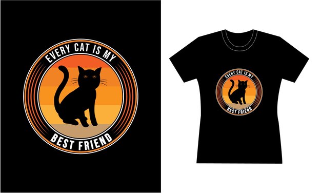 Vector cada gato es mi mejor amigo diseño de camiseta de gato