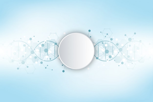 Cadena de ADN y estructura molecular. Experiencia en ingeniería genética o investigación de laboratorio.