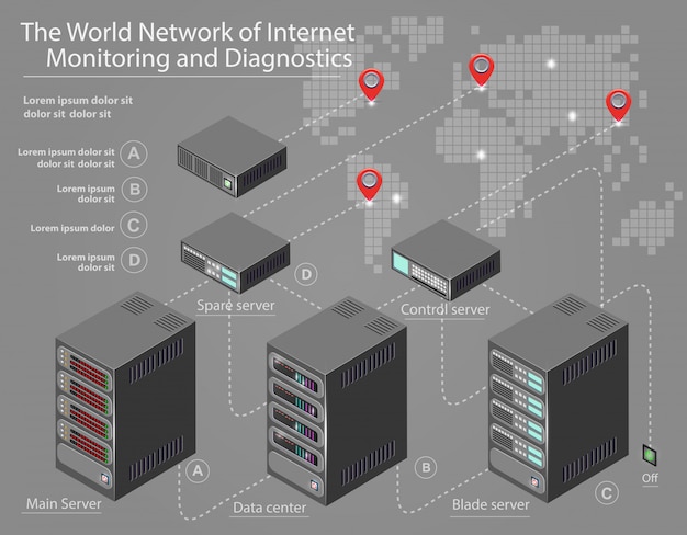 Cadena de bloques de datos isométricos