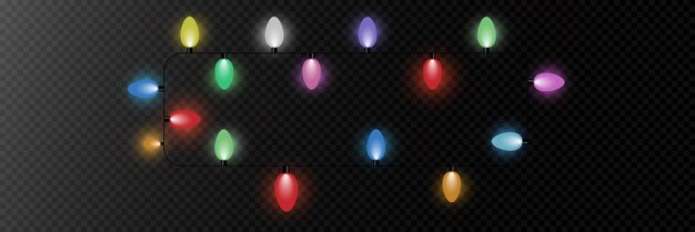 una cadena de luces de colores con un fondo negro
