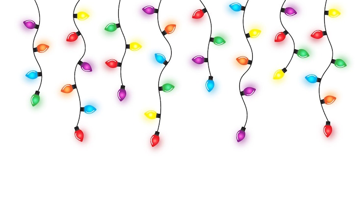 Vector cadena de luces de navidad aislado en vector de fondo blanco