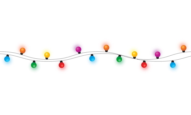 Cadena de luces de Navidad aislado en vector de fondo blanco